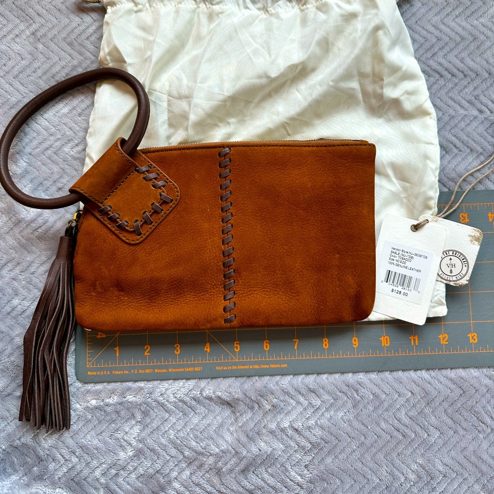 NEW Hobo International Caramel Nubuck Suede Wristlet Clutch